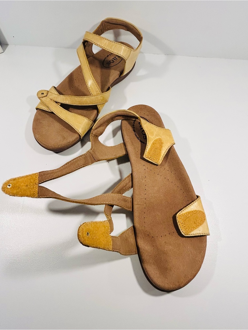 Taos Leather Comfort Sandals Womens 11 US Yellow Adjustable Slingback - Picture 4 of 11